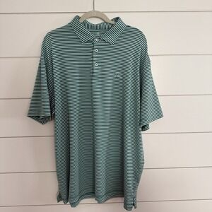 Rhoback The Birdie Performance Polo Men's Size XXL Green Striped Breathable